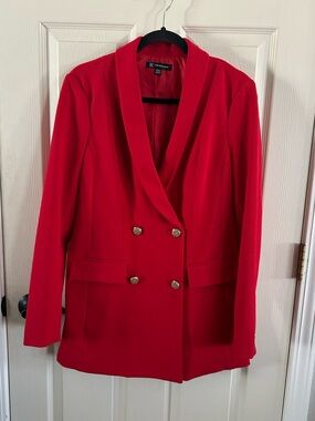 INC International Concepts Red Double-Breasted Blazer Jacket Sz Small Business